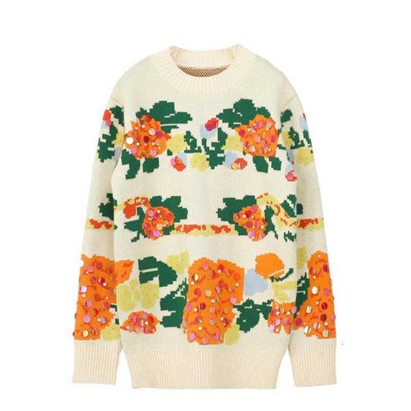 women's sweaters vintage high street luxury o-neck loose long sleeve rose jacquard sequin beaded knitted pullover sweater christmas x72, White;black
women's sweaters vintage high street luxury o-neck loose long sleeve rose jacquard sequin beaded knitted pullover sweater christmas x72, White;black