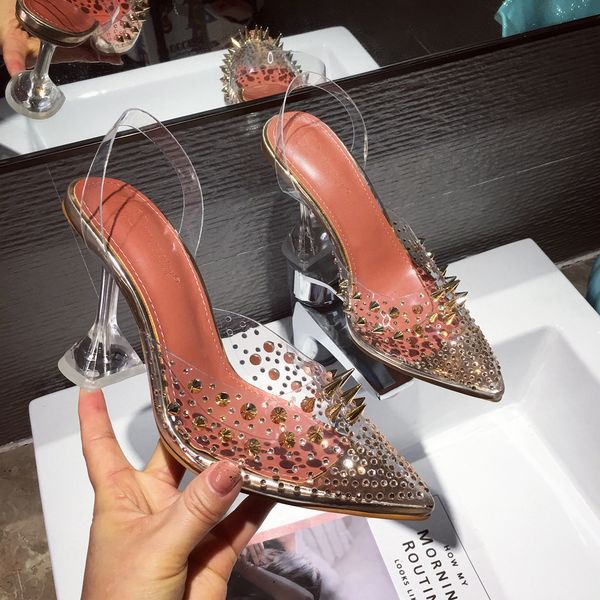 2021 new gold silver pvc transparent rivet diamond pumps sandals perspex heel pointed toe crystal silver wedding pumps big size, Black
2021 new gold silver pvc transparent rivet diamond pumps sandals perspex heel pointed toe crystal silver wedding pumps big size, Black