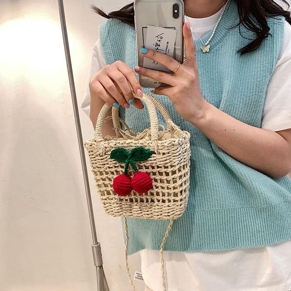 cherry straw woven bag female cute seaside vacation beach one shoulder diagonal small fresh waist bags 
cherry straw woven bag female cute seaside vacation beach one shoulder diagonal small fresh waist bags