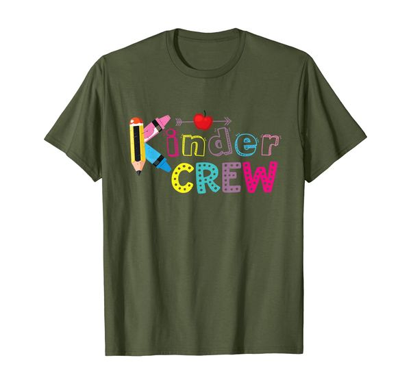 kinder crew kindergarten preschool teacher shirt, White;black