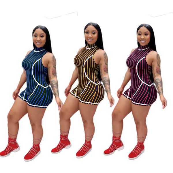 women's jumpsuits & rompers 2021 style striped print shorts jumpsuit summer sleeveless romper women lady body mujer, Black;white
women's jumpsuits & rompers 2021 style striped print shorts jumpsuit summer sleeveless romper women lady body mujer, Black;white