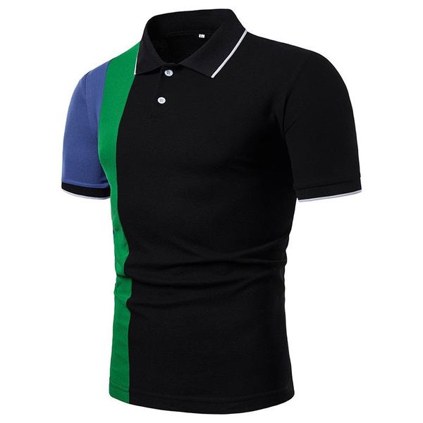 men's polos men collared short sleeve color block casual shirts summer, White;black
men's polos men collared short sleeve color block casual shirts summer, White;black