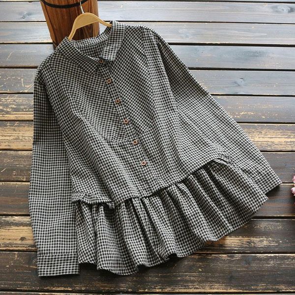 spring women shirt literary vintage cotton and linen plaid turndown collar long sleeve loose blouse women's blouses & shirts, White
spring women shirt literary vintage cotton and linen plaid turndown collar long sleeve loose blouse women's blouses & shirts, White