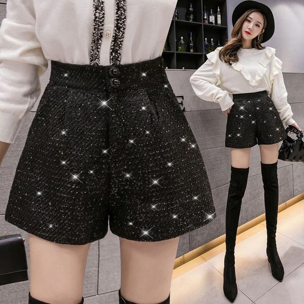 women's shorts tweed women high waist irregular wide leg winter korean thicken woolen, White;black
women's shorts tweed women high waist irregular wide leg winter korean thicken woolen, White;black