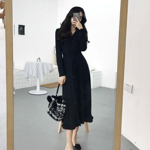 casual dresses long sleeve dress women chic ruffles lace-up high-waist elegant vintage ladies slim solid simple n v-neck trendy, Black;gray
casual dresses long sleeve dress women chic ruffles lace-up high-waist elegant vintage ladies slim solid simple n v-neck trendy, Black;gray