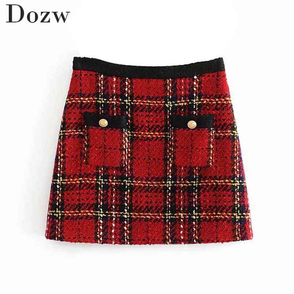 women elegant tweed plaid skirt pockets a line fashion mini skirts ladies summer zipper vintage bottoms faldas mujer moda 210515, Black
women elegant tweed plaid skirt pockets a line fashion mini skirts ladies summer zipper vintage bottoms faldas mujer moda 210515, Black