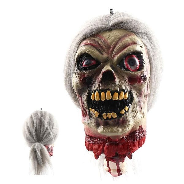 costume accessories halloween prop female vampire decapitated head white hair scary haunted house hanging decoration, Silver
costume accessories halloween prop female vampire decapitated head white hair scary haunted house hanging decoration, Silver