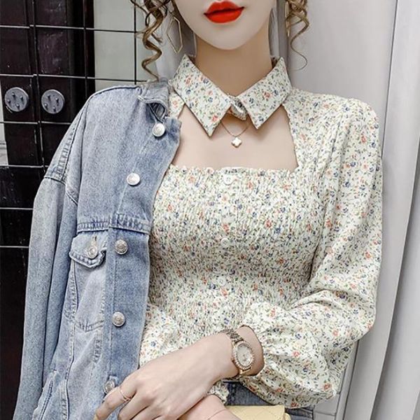 women's blouses & shirts vintage floral chiffon women blouse 2021 summer turn collar long sleeve shirt hollow out female fashion slim c, White
women's blouses & shirts vintage floral chiffon women blouse 2021 summer turn collar long sleeve shirt hollow out female fashion slim c, White