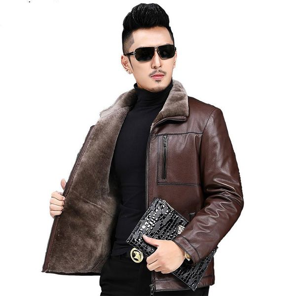 men's leather & faux winter warm slim jackets genuine jacket men 2021 fashion sheepskin coat wool coats jaqueta de couro zl384, Black
men's leather & faux winter warm slim jackets genuine jacket men 2021 fashion sheepskin coat wool coats jaqueta de couro zl384, Black