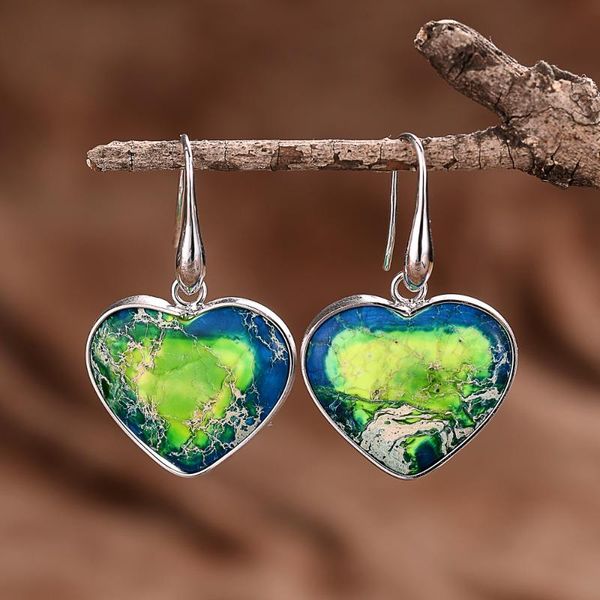 dangle & chandelier green heart shaped women handmade earrings, Silver
dangle & chandelier green heart shaped women handmade earrings, Silver