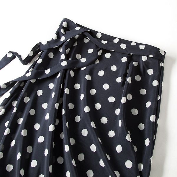 skirt light luxury silk women's summer purplish blue polka dot a- line high waist slim ribbon midi skirt, Black
skirt light luxury silk women's summer purplish blue polka dot a- line high waist slim ribbon midi skirt, Black