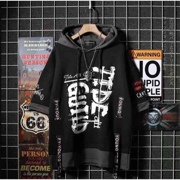 summer fashion hip hop short sleeve sweater men's personalized ribbon color matching fake two hooded t-shirts, White;black
summer fashion hip hop short sleeve sweater men's personalized ribbon color matching fake two hooded t-shirts, White;black