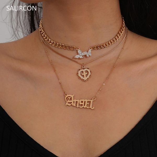 salircon bohemia letter angel heart cross butterfly pendant necklace with rhinestone punk layered chains choker women jewelry necklaces, Silver
salircon bohemia letter angel heart cross butterfly pendant necklace with rhinestone punk layered chains choker women jewelry necklaces, Silver