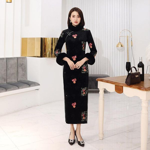 ethnic clothing black vintage print flower women qipao chinese traditional mandarin collar classic cheongsam slim long vestidos plus si, Red
ethnic clothing black vintage print flower women qipao chinese traditional mandarin collar classic cheongsam slim long vestidos plus si, Red