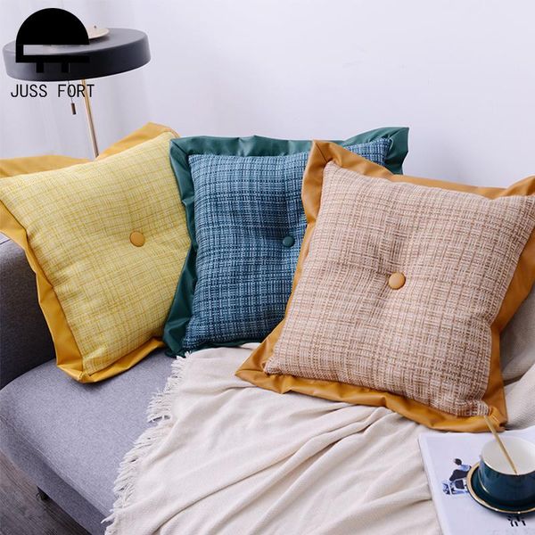 45x45cm square cushion linen leather pu edge decor cover with pillow core for living room bedside sofa car throw pillows
45x45cm square cushion linen leather pu edge decor cover with pillow core for living room bedside sofa car throw pillows