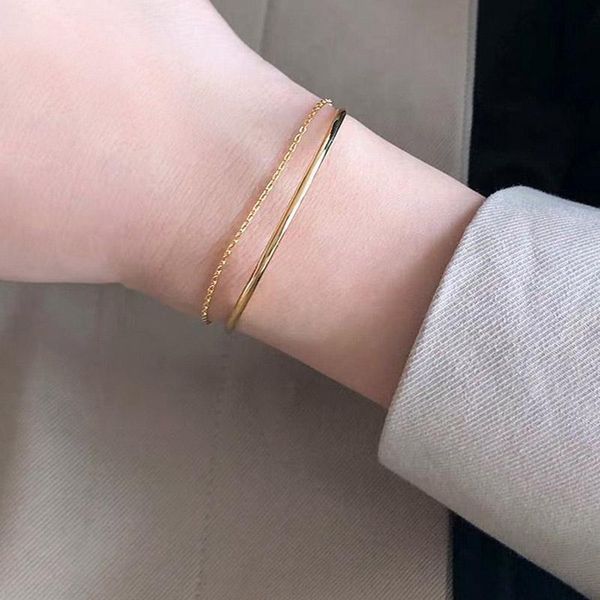 link, chain gold silver color minimalist slim curved semi-circular multi-layer bracelets for women 2021 simple, Black
link, chain gold silver color minimalist slim curved semi-circular multi-layer bracelets for women 2021 simple, Black