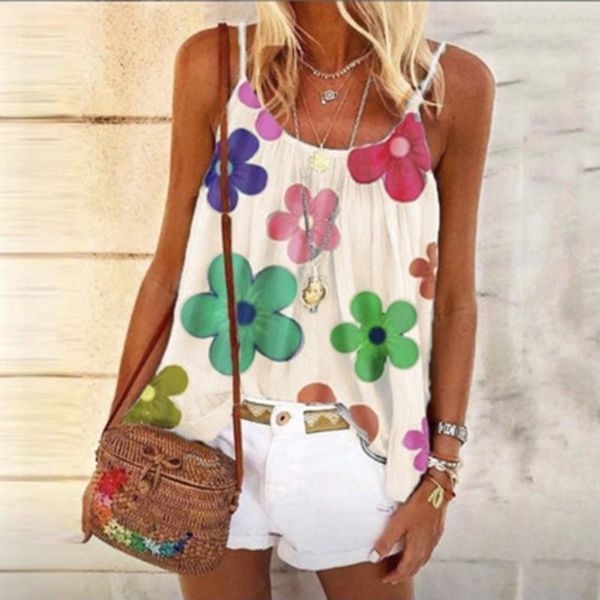 women's blouses & shirts 40# floral print strap blouse women boho sleeveless o-neck vintage wagging camisole casual vest tunic shi, White
women's blouses & shirts 40# floral print strap blouse women boho sleeveless o-neck vintage wagging camisole casual vest tunic shi, White