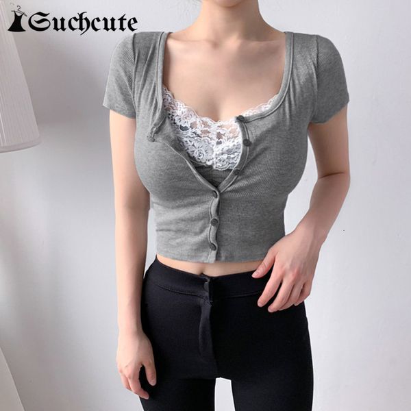 women's t-shirt vintage lace patchwork women summer short sleeve basic slim outfits female fake 2 pieces crop streetwear w6va, White
women's t-shirt vintage lace patchwork women summer short sleeve basic slim outfits female fake 2 pieces crop streetwear w6va, White
