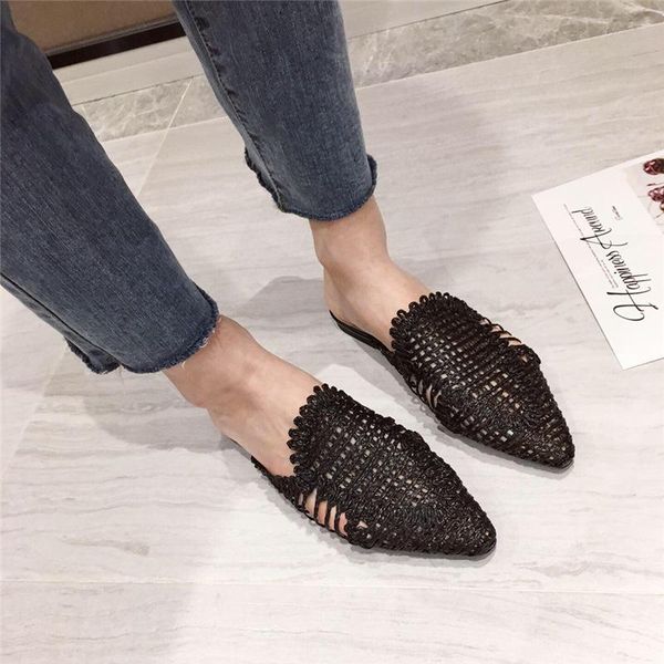 style women slippers rattan knit casual sandals indoor floor shoes home mules pointed toe flat woman 2021, Black
style women slippers rattan knit casual sandals indoor floor shoes home mules pointed toe flat woman 2021, Black