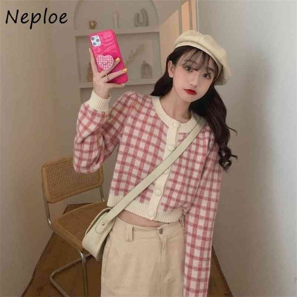 o neck single breast long sleeve knit sweater cardigans women plaid pattern pink loose pull femme autumn outwear sueter 210422, White;black
o neck single breast long sleeve knit sweater cardigans women plaid pattern pink loose pull femme autumn outwear sueter 210422, White;black