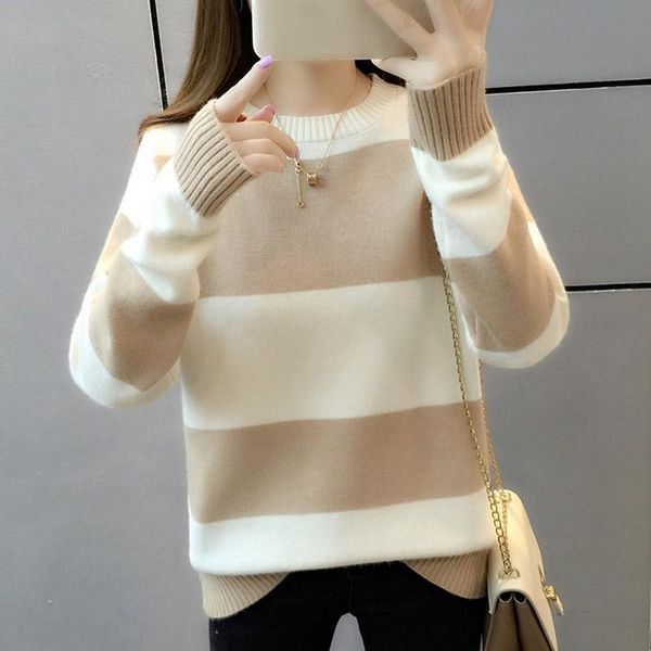 women's sweaters women o-neck striped knitted wear sweater slim fit pullovers jumpers autumn ks-, White;black
women's sweaters women o-neck striped knitted wear sweater slim fit pullovers jumpers autumn ks-, White;black