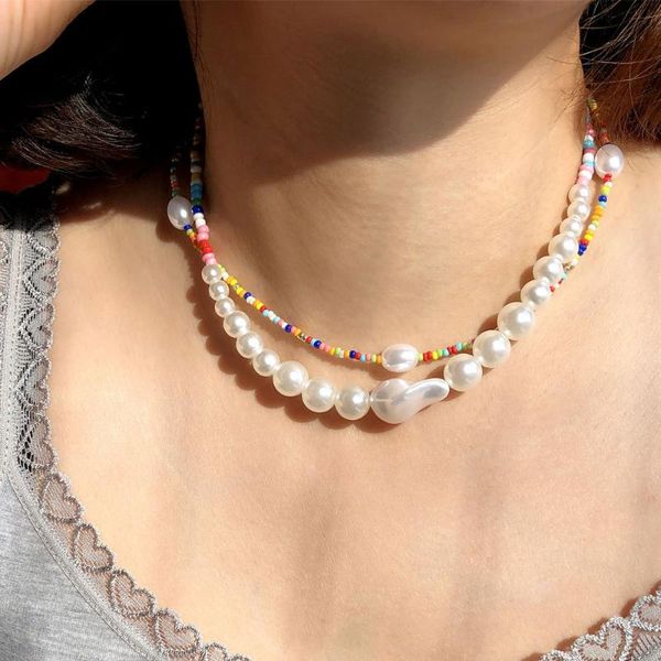 chains bohemian imitation pearl necklace colorful asymmetry bead chain choker women fashion jewelry, Silver
chains bohemian imitation pearl necklace colorful asymmetry bead chain choker women fashion jewelry, Silver