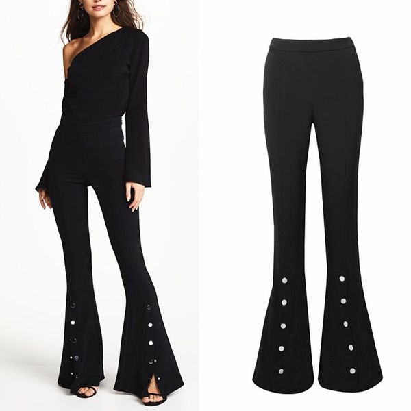 women's pants & capris longer size flare 2021 fashion high waist brand england style split was thin trousers, Black;white
women's pants & capris longer size flare 2021 fashion high waist brand england style split was thin trousers, Black;white