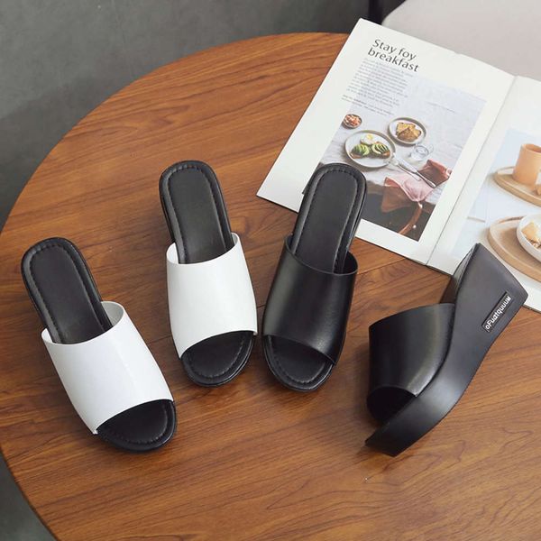 ladi slippers high-heeled women's summer slope heel fish mouth flat bottom sandal, Black
ladi slippers high-heeled women's summer slope heel fish mouth flat bottom sandal, Black