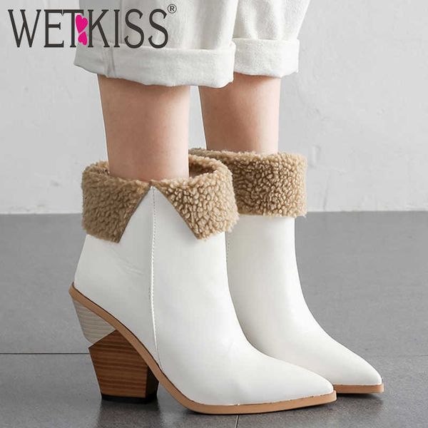 wetkiss high heels wood boots women western ankle boot female pu warm shoes ladies pointed toe shoes women winter 210630, Black
wetkiss high heels wood boots women western ankle boot female pu warm shoes ladies pointed toe shoes women winter 210630, Black