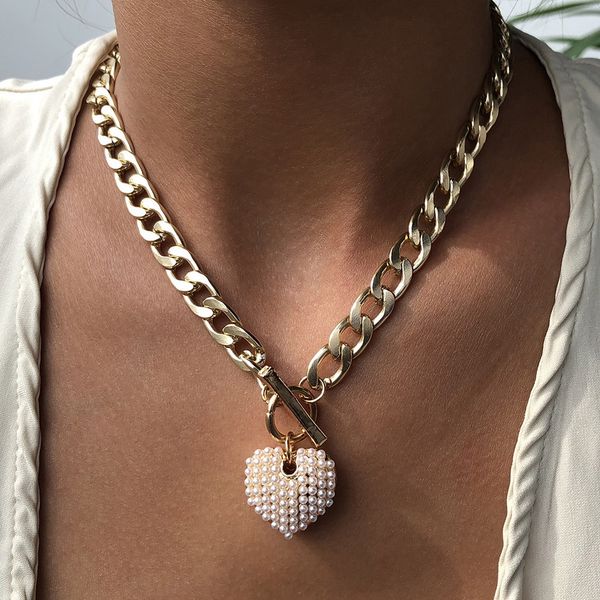 n7505 necklace punk style pearl love personality bold water wave clavicle chain, Silver
n7505 necklace punk style pearl love personality bold water wave clavicle chain, Silver