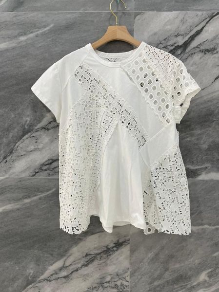 women's blouses & shirts 2021ss summer luxury women hollow patchwork asymmetrical loose t-shirt blouse ladies casual tee 2 color tutu, White
women's blouses & shirts 2021ss summer luxury women hollow patchwork asymmetrical loose t-shirt blouse ladies casual tee 2 color tutu, White