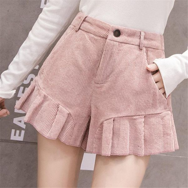 women's shorts 2021 autumn winter corduroy women korean style high waist ruffle hem short pants kawaii cute all-match boots girls, White;black
women's shorts 2021 autumn winter corduroy women korean style high waist ruffle hem short pants kawaii cute all-match boots girls, White;black