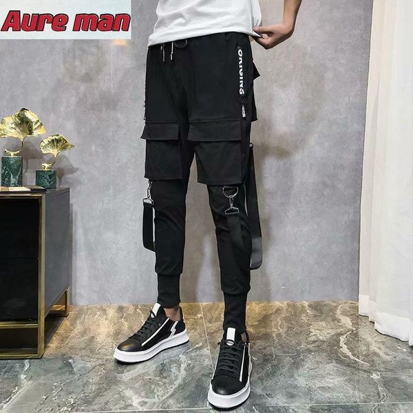 men's pants the trousers trend of spring super fire individual character streamer overalls casual halun defends men, Black
men's pants the trousers trend of spring super fire individual character streamer overalls casual halun defends men, Black