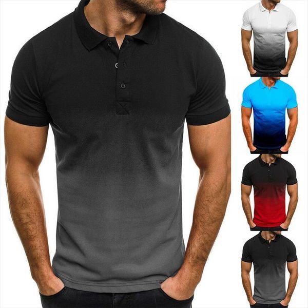 short sleeve shirt gradient color mens polos clothing summer streetwear casual fashion t, White;black
short sleeve shirt gradient color mens polos clothing summer streetwear casual fashion t, White;black