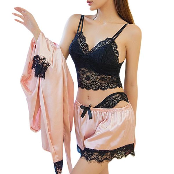 bras sets lingerie set for women valentine´s day four-piece pajamas lace hem underwear panties shorts and nightgown robes, Red;black
bras sets lingerie set for women valentine´s day four-piece pajamas lace hem underwear panties shorts and nightgown robes, Red;black