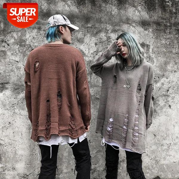 men's solid color hole pullover sweater round neck casual loose couple pull homme streetwear hombre sweaters men #gq2w, White;black
men's solid color hole pullover sweater round neck casual loose couple pull homme streetwear hombre sweaters men #gq2w, White;black