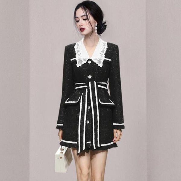 women's jackets fashion lace-up stitching tweed jacket women fall winter 2021 single-breasted elegant ladies, Black;brown
women's jackets fashion lace-up stitching tweed jacket women fall winter 2021 single-breasted elegant ladies, Black;brown