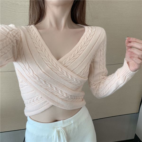 women's t-shirt autumn winter crop sweater women v neck collar cross twist knitted sweaters and pullovers casual long sleeve jump, White
women's t-shirt autumn winter crop sweater women v neck collar cross twist knitted sweaters and pullovers casual long sleeve jump, White