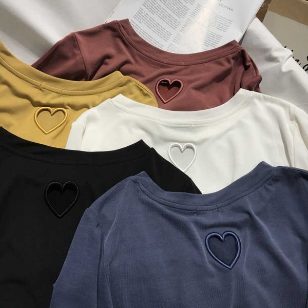 cupro 5 color plain t shirt women fashion back heart hollow out short sleeve t-shirt casual loose women clothing y0621, White
cupro 5 color plain t shirt women fashion back heart hollow out short sleeve t-shirt casual loose women clothing y0621, White