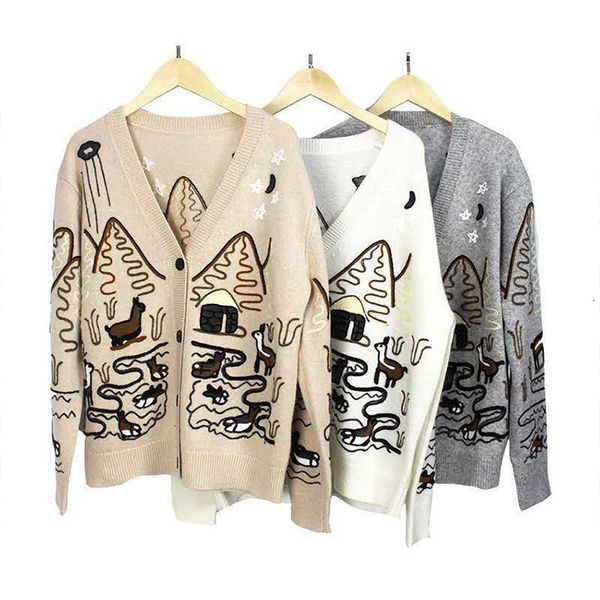 sweater 2021 autumn and winter v-neck cardigan long-sleeved solid color comic pattern cashmere knitted yhp6, White;black
sweater 2021 autumn and winter v-neck cardigan long-sleeved solid color comic pattern cashmere knitted yhp6, White;black