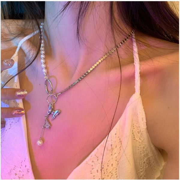 chains fashion jewelry butterfly pendant necklace selling simulated pearls asymmetrical for women party gifts, Silver
chains fashion jewelry butterfly pendant necklace selling simulated pearls asymmetrical for women party gifts, Silver