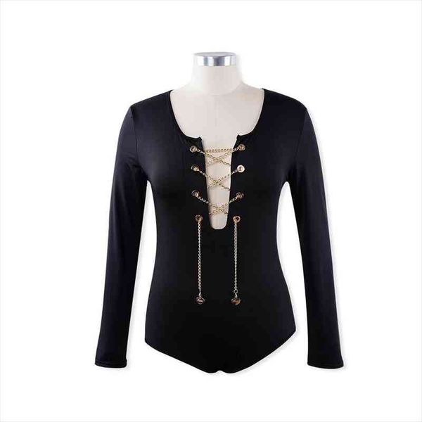 solid black bodysuit jumpsuit women metal chain decoration long sleeve skinny casual short playsuit female bodysuit, Black;white
solid black bodysuit jumpsuit women metal chain decoration long sleeve skinny casual short playsuit female bodysuit, Black;white