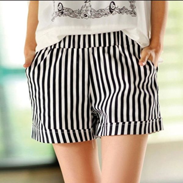 women's shorts fashion summer cotton white black striped female casual elastic waist pocket short feminino plus size 3xl 8xar
women's shorts fashion summer cotton white black striped female casual elastic waist pocket short feminino plus size 3xl 8xar