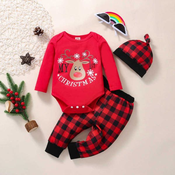 christmas clothing sets, baby boy girl my first christmas outfits, long sleeve letter deer print romper + pants + hat set y0918, White
christmas clothing sets, baby boy girl my first christmas outfits, long sleeve letter deer print romper + pants + hat set y0918, White