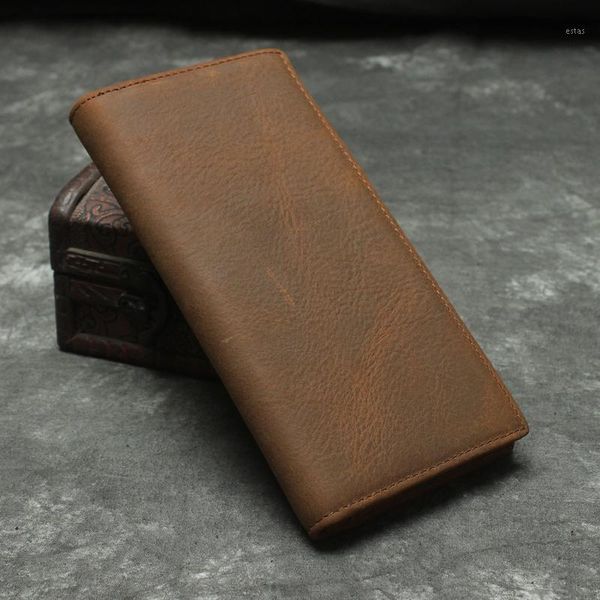 wallets handmade men genuine leather wallet long bifold cowhide purse card holder1, Red;black 
wallets handmade men genuine leather wallet long bifold cowhide purse card holder1, Red;black