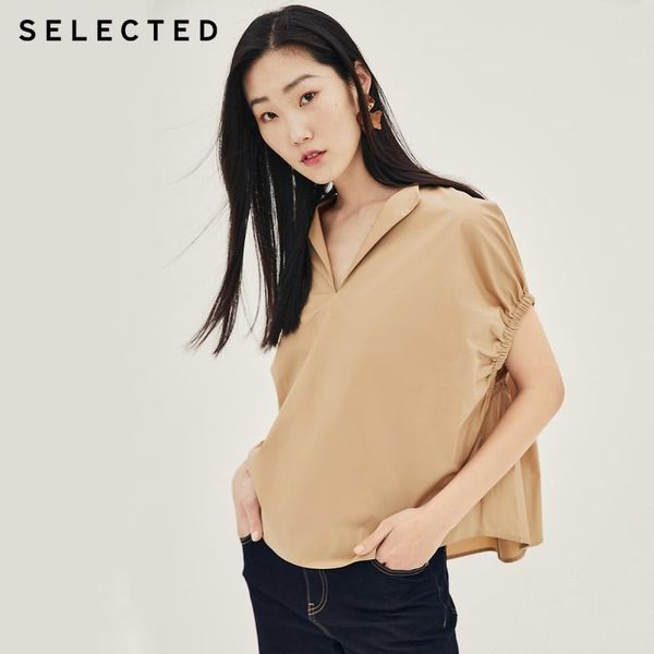women's t-shirt selected v-neck retro simple loose shirt 100% cotton blouses s|420241501, White
women's t-shirt selected v-neck retro simple loose shirt 100% cotton blouses s|420241501, White