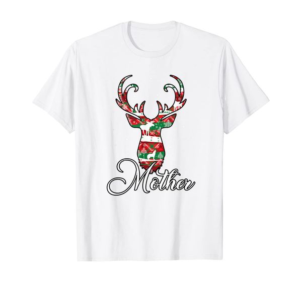 mother reindeer matching family pajama xmas shirt, White;black