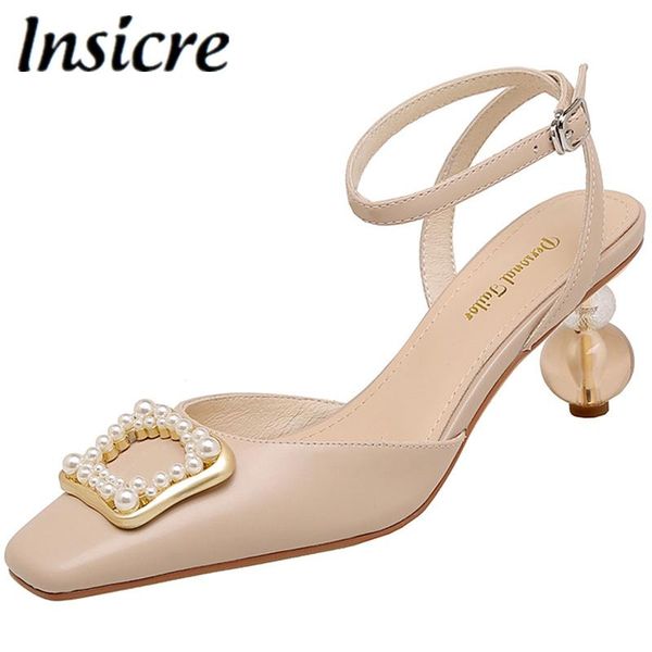 insicre 2021 genuine leather sandals women square toe pearl metal decoration elegant party wedding special shaped shoes, Black
insicre 2021 genuine leather sandals women square toe pearl metal decoration elegant party wedding special shaped shoes, Black