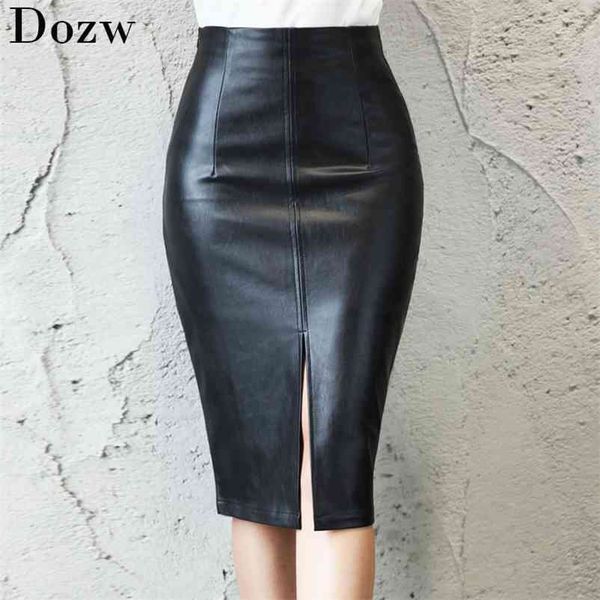 black leather skirt women autumn midi pu pencil office package hip front or back slit plus size s 5xl 210515
black leather skirt women autumn midi pu pencil office package hip front or back slit plus size s 5xl 210515