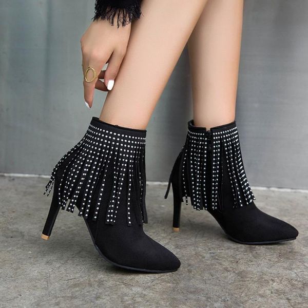 boots stylish spark rivets tassel women stiletto high heels fringe ankle fall autumn winter shoes woman booties 33-48, Black
boots stylish spark rivets tassel women stiletto high heels fringe ankle fall autumn winter shoes woman booties 33-48, Black
